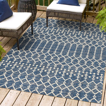 Ourika Moroccan Geometric Textured Weave Indoor/outdoor Rug